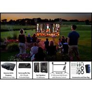 Backyard Theater Systems Silverscreen 9 IndoorOutdoor Theater Kit! Projector Screen with HD Optoma 720p Projector, Surround Sound System & Blu-ray (Silver Screen Series)(SS-300)