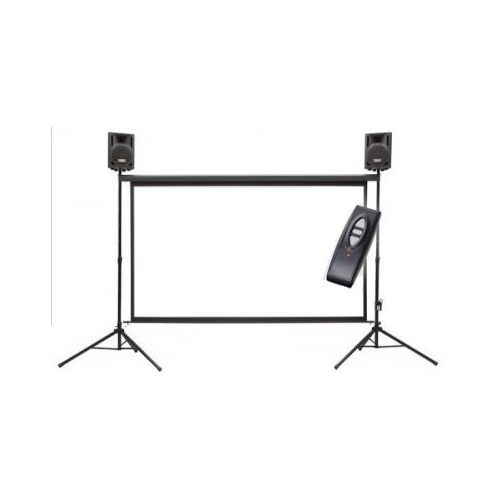 Backyard Theater Systems Silverscreen 9 IndoorOutdoor Theater Kit! Projector Screen with HD Optoma 720p Projector, Surround Sound System & Blu-ray (Silver Screen Series)(SS-300)