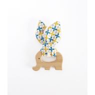 /BadabloomCie Rattle ring Rattle Teether wood - elephant - organic cotton - clovers
