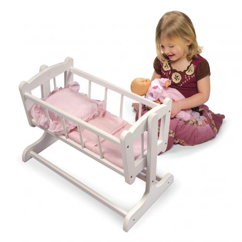  Badger Basket Heirloom Doll Cradle - WhitePinkby Badger Basket