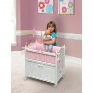 Badger Basket Gingham Doll Crib with Cabinet, Bedding, and Mobile - WhitePinkby Badger Basket