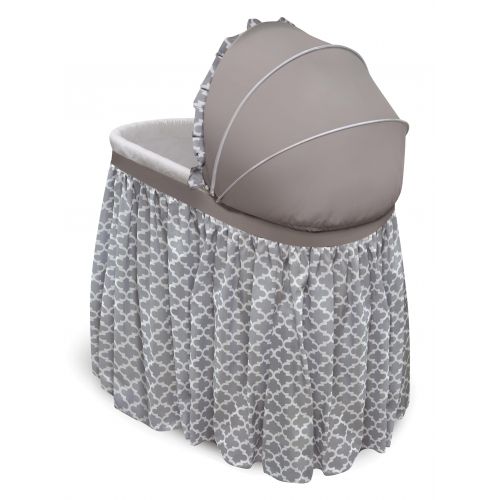  Badger Basket Wishes Oval Bassinet - Full Length Skirt - GrayLeaf