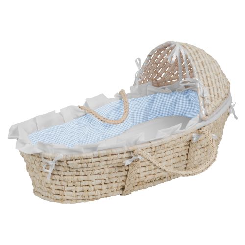  Badger Basket - Espresso Moses Basket with Hood and White Bedding