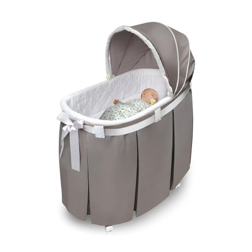  Badger Basket Wishes Oval Rocking Baby Bassinet with Bedding, Storage, and Pad