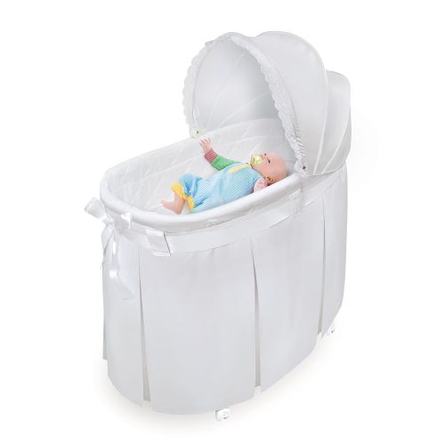  Badger Basket Wishes Oval Rocking Baby Bassinet with Bedding, Storage, and Pad
