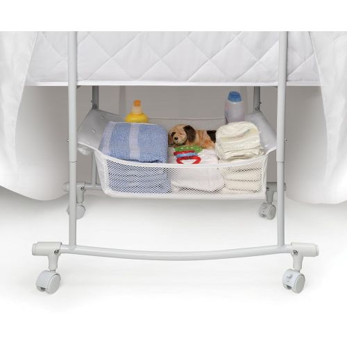  Badger Basket Wishes Oval Rocking Baby Bassinet with Bedding, Storage, and Pad