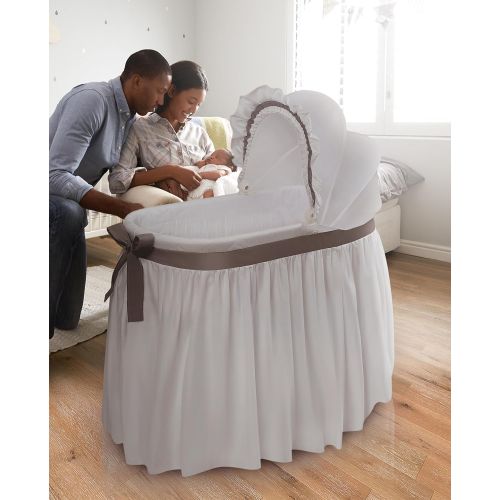  Badger Basket Wishes Oval Rocking Baby Bassinet with Bedding, Storage, and Pad