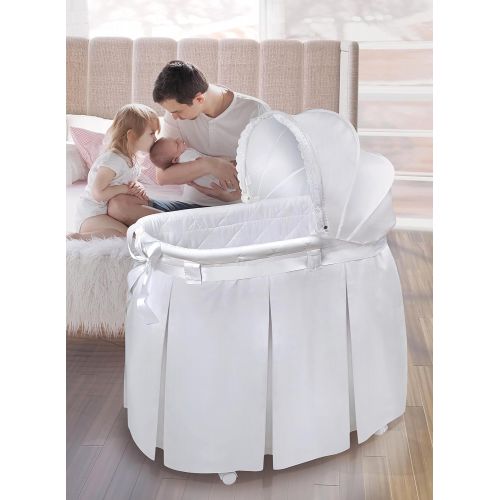  Badger Basket Wishes Oval Rocking Baby Bassinet with Bedding, Storage, and Pad