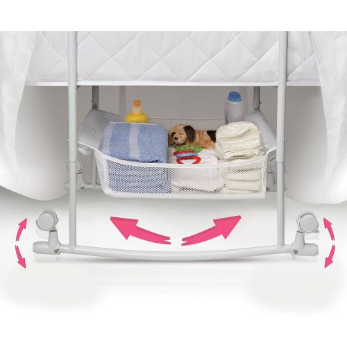  Badger Basket Wishes Oval Rocking Baby Bassinet with Bedding, Storage, and Pad