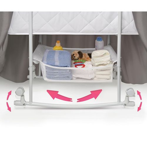  Badger Basket Wishes Oval Rocking Baby Bassinet with Bedding, Storage, and Pad