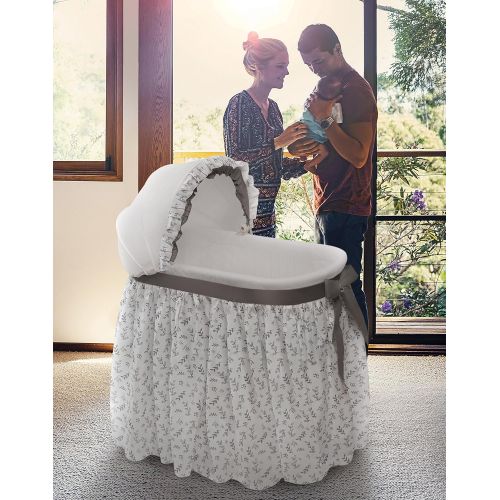  Badger Basket Wishes Oval Rocking Baby Bassinet with Bedding, Storage, and Pad