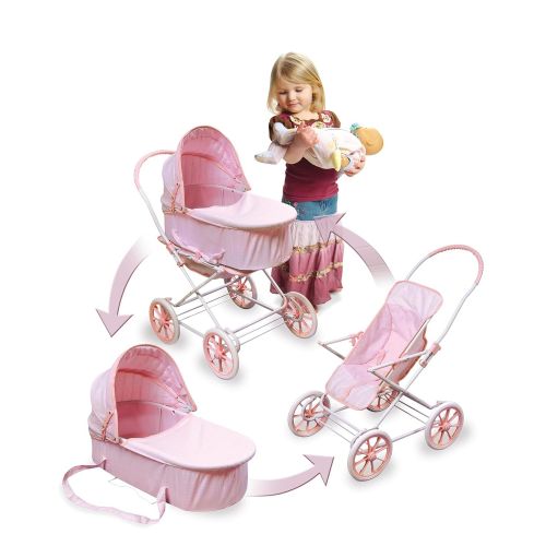  Badger Basket English Style 3-in-1 Doll Pram, Carrier, and Stroller (fits American Girl Dolls)