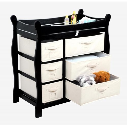  [아마존베스트]Badger Basket Sleigh Style Baby Changing Table with 6 Storage Baskets and Pad