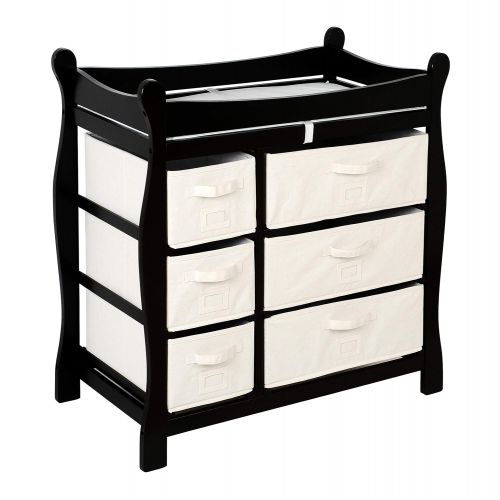  [아마존베스트]Badger Basket Sleigh Style Baby Changing Table with 6 Storage Baskets and Pad