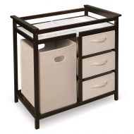 Badger Basket Modern Baby Changing Table with Laundry Hamper, 3 Storage Baskets, and Pad