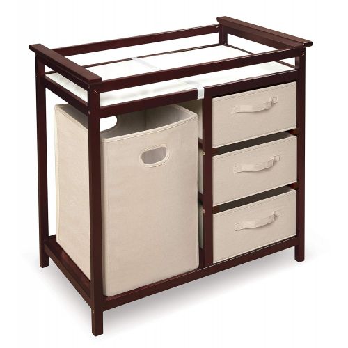  Badger Basket Modern Baby Changing Table with Laundry Hamper, 3 Storage Baskets, and Pad