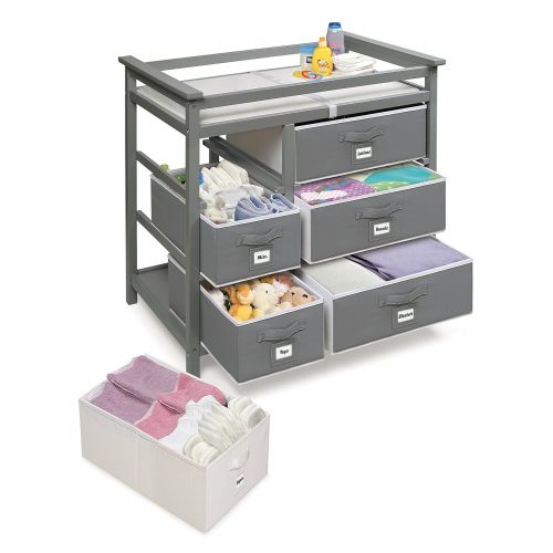  Badger Basket Modern Baby Changing Table with 6 Storage Baskets and Pad