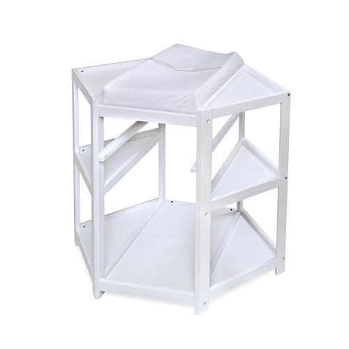  Badger Basket Diaper Corner Baby Changing Table with Hamper/Basket, White