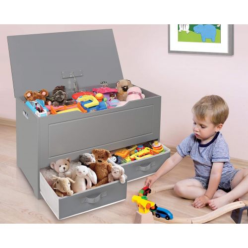  Badger Basket Up and Down Toy and Storage Box with 2 Basket Drawers, Gray/White