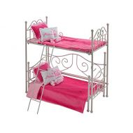 Badger Basket Metal Doll Loft Bed with Daybed and Bedding for 18 inch Dolls - White/Pink (60003)