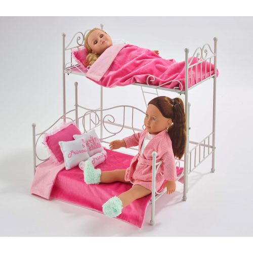  Badger Basket Metal Doll Loft Bed with Daybed and Bedding for 18 inch Dolls - White/Pink (60003)