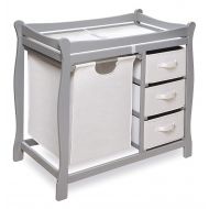 Badger Basket Sleigh Style Changing Table with HamperBaskets, Gray