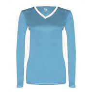 Badger Sport Ladies Volleyball Dig Long Sleeve (Custom or Blank) V-Neck Moisture Management Wicking Jersey Uniform Shirt (6 Womens Sizes in 6 Colors)