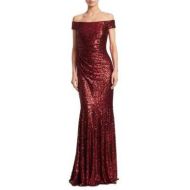Badgley Mischka Ruched Sequined Gown