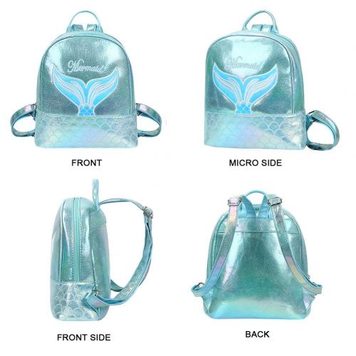  Badiya Fashion School Bags for Teenage Girls Holographic Laser Mermaid Backpack