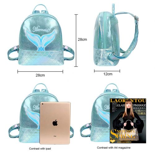  Badiya Fashion School Bags for Teenage Girls Holographic Laser Mermaid Backpack