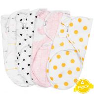 BaeBae Goods Swaddle Blanket for Girls | Adjustable Infant Wrap | GOLD DOTS