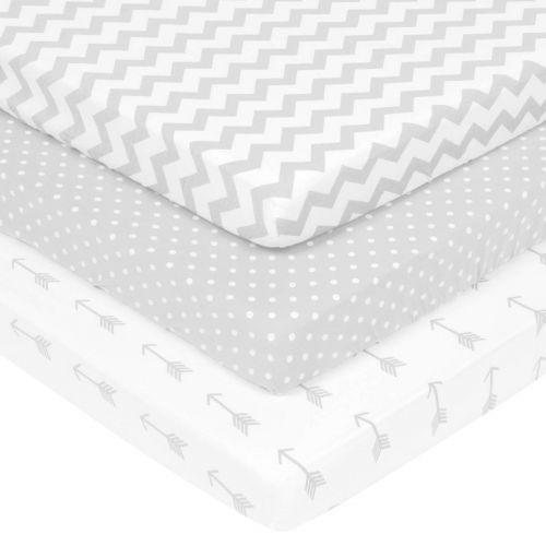  [아마존베스트]BaeBae Goods Pack n Play Playard Sheets Set | 3 PACK | 100% Super Soft Jersey Knit Cotton (150 GSM) | Portable...