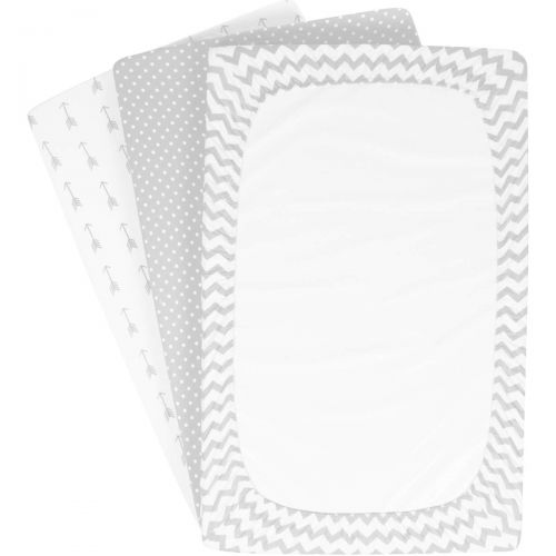  [아마존베스트]BaeBae Goods Pack n Play Playard Sheets Set | 3 PACK | 100% Super Soft Jersey Knit Cotton (150 GSM) | Portable...