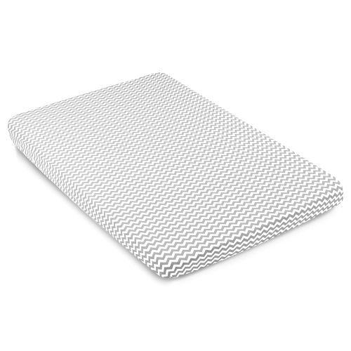  [아마존베스트]Pack n Play Playard Portable Crib Sheets | 100% Jersey Cotton Fitted Sheet Set | Grey and White Clouds | 150 GSM | 3 Pack by BaeBae Goods