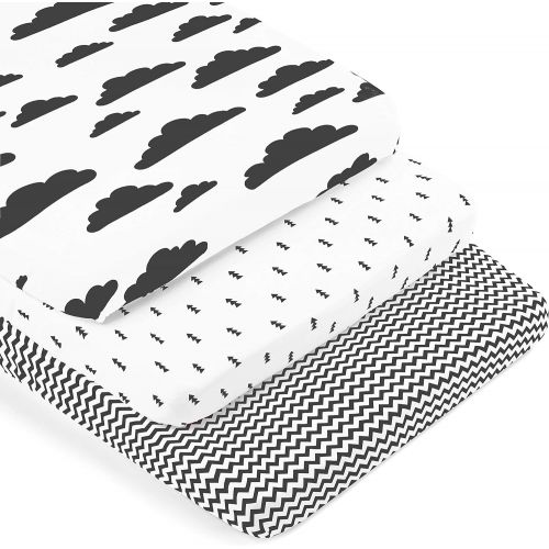  [아마존베스트]Pack n Play Playard Sheets Set | 3 Pack | 100% Super Soft Jersey Knit Cotton (150 GSM) | Portable Mini Crib Mattress Fitted Sheet for Boys & Girls by BaeBae Goods