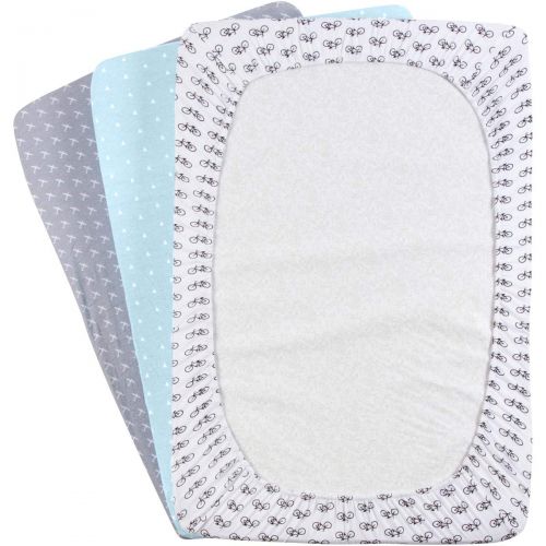  [아마존베스트]Pack n Play Playard Sheet Set | 3 Pack | 100% Super Soft Jersey Knit Cotton (150 GSM) | Portable Mini Crib Mattress Fitted Sheets for Boys & Girls by BaeBae Goods