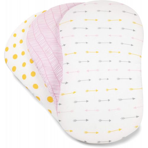  [아마존베스트]Bassinet Sheet Set | Cradle Fitted Sheets for Bassinet Mattress/Pads | Super Soft Jersey Knit Cotton | 3 Pack | 150 GSM |Gold Dots Collection by BaeBae Goods