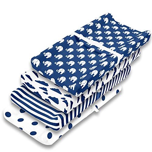  BaeBae Goods Changing Pad Cover | Navy Elephants