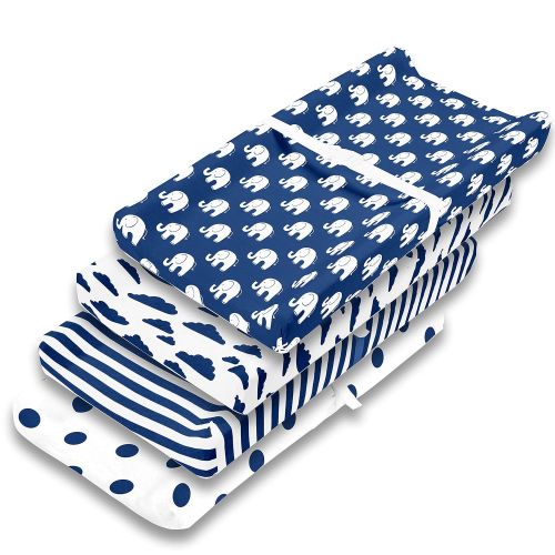  BaeBae Goods Changing Pad Cover | Navy Elephants