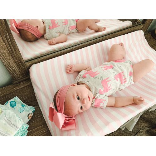  BaeBae Goods Changing Pad Cover | Pink Elephant