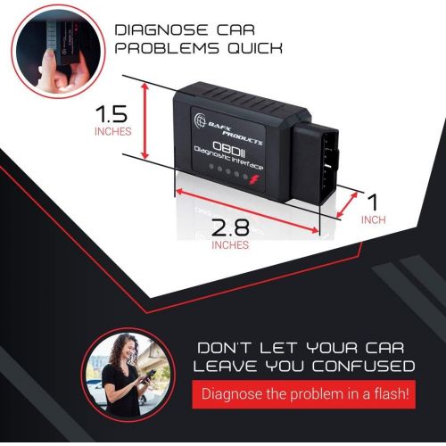  Bafx Products - Wireless Bluetooth OBD2 / OBDII Diagnostic Car Scanner & Reader Tool for Android Devices - Read/Clear Your Check Engine Light & Much More