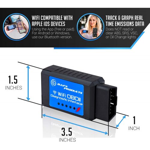  Bafx Products Wireless WiFi OBD2 / OBDII Code Reader & Scanner for iOS Devices (iPhone, iPad) Read & Clear Your Check Engine Light & More!