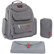 Bag Nation Diaper Bag Backpack with Stroller Straps, Changing Pad and Sundry Bag - Grey