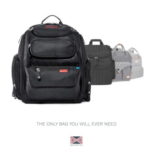  [아마존베스트]Bag Nation Diaper Bag Backpack with Stroller Straps, Changing Pad and Sundry Bag - Black
