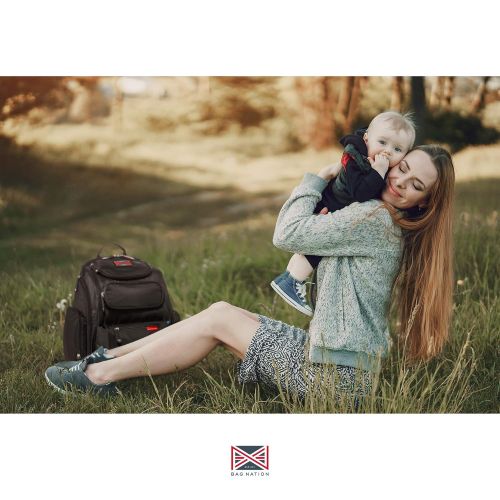  [아마존베스트]Bag Nation Diaper Bag Backpack with Stroller Straps, Changing Pad and Sundry Bag - Black