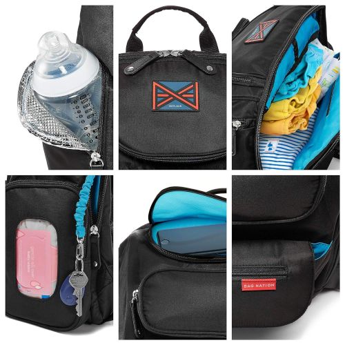  [아마존베스트]Bag Nation Diaper Bag Backpack with Stroller Straps, Changing Pad and Sundry Bag - Black