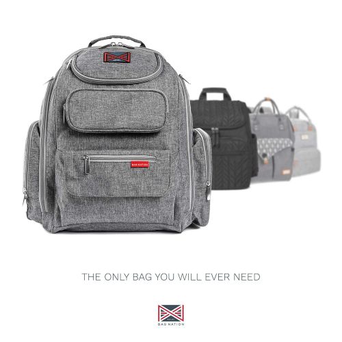  [아마존베스트]Bag Nation Diaper Bag Backpack with Stroller Straps, Changing Pad and Sundry Bag - Grey