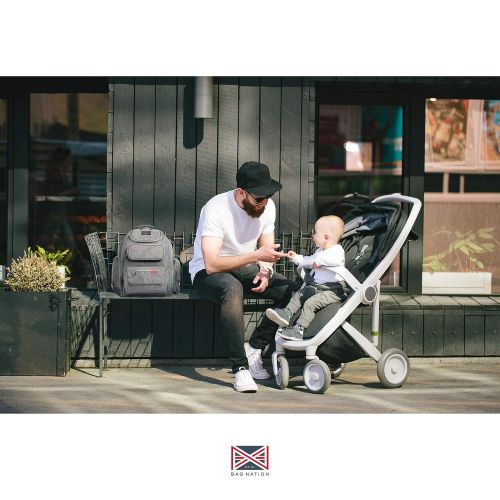  [아마존베스트]Bag Nation Diaper Bag Backpack with Stroller Straps, Changing Pad and Sundry Bag - Grey