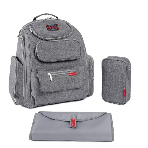  [아마존베스트]Bag Nation Diaper Bag Backpack with Stroller Straps, Changing Pad and Sundry Bag - Grey