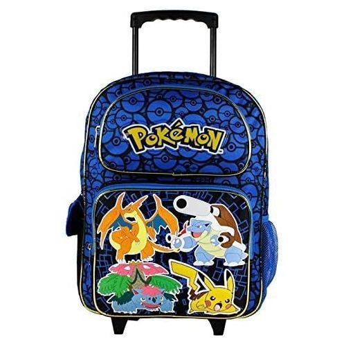 포켓몬 Pokemon Pikachu Large Rolling Backpack and Lunchbox Set - Wheeled Roller Backpack with Insulated Lunch Bag Set
